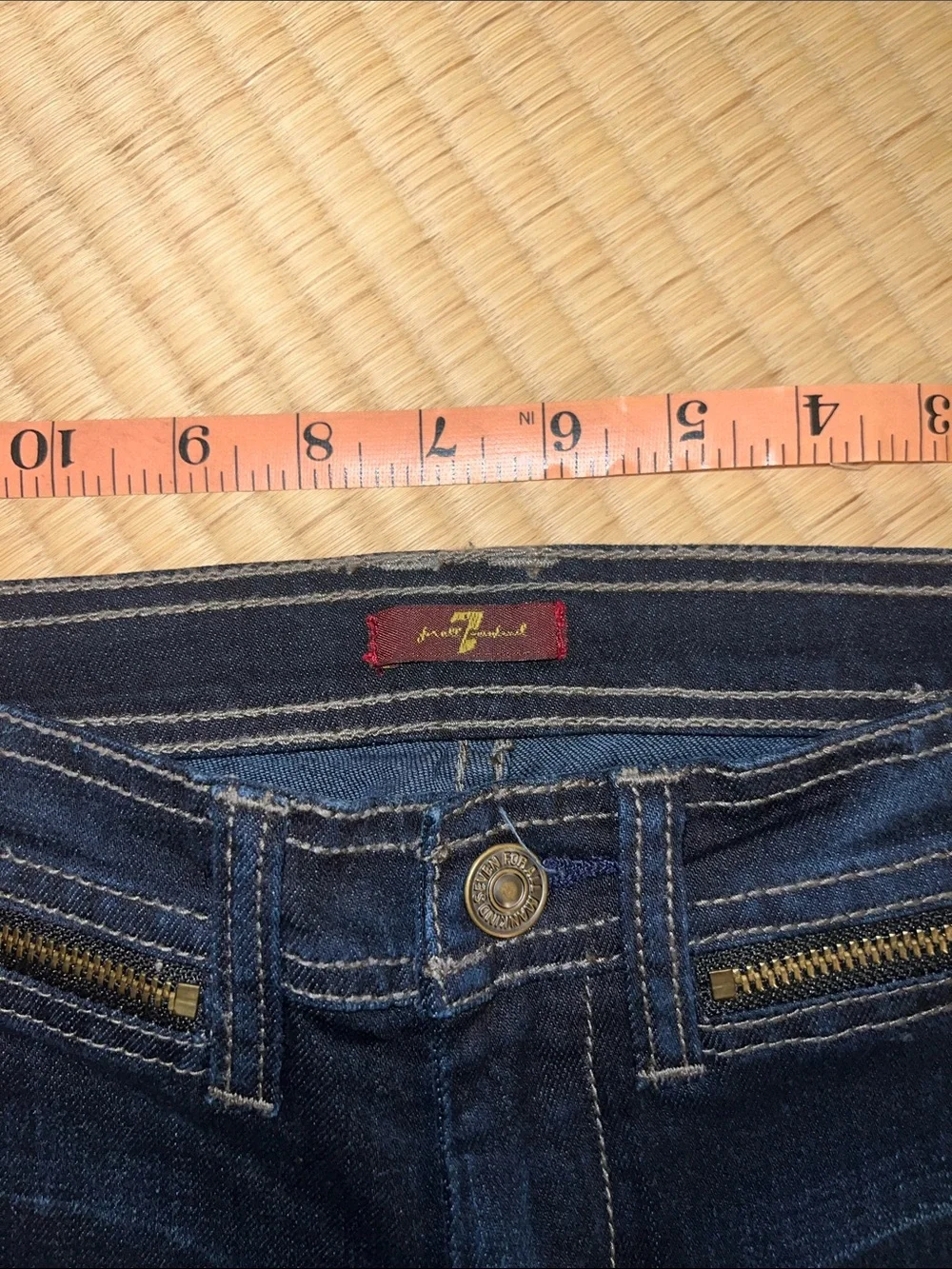 7 For All Mankind Dark Blue Flare Jeans Junior Size 10